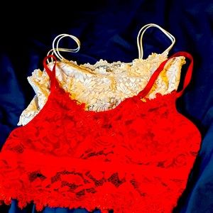 No petted no wire line Red and tan bra